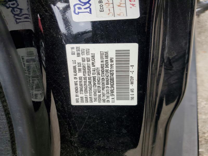 Aukcja sprzedaży 2016 Honda Odyssey, vin: 5FNRL5H63GB074870, numer aukcji: 48675436