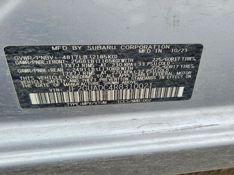 2024 Subaru Crosstrek მანქანა იყიდება აუქციონზე, vin: JF2GUADC4R8310021, აუქციონის ნომერი: 48673976