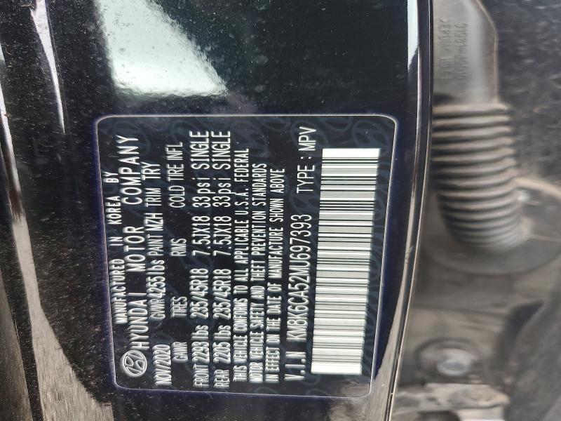 2021 Hyundai Kona მანქანა იყიდება აუქციონზე, vin: KM8K6CA52MU697393, აუქციონის ნომერი: 51294266