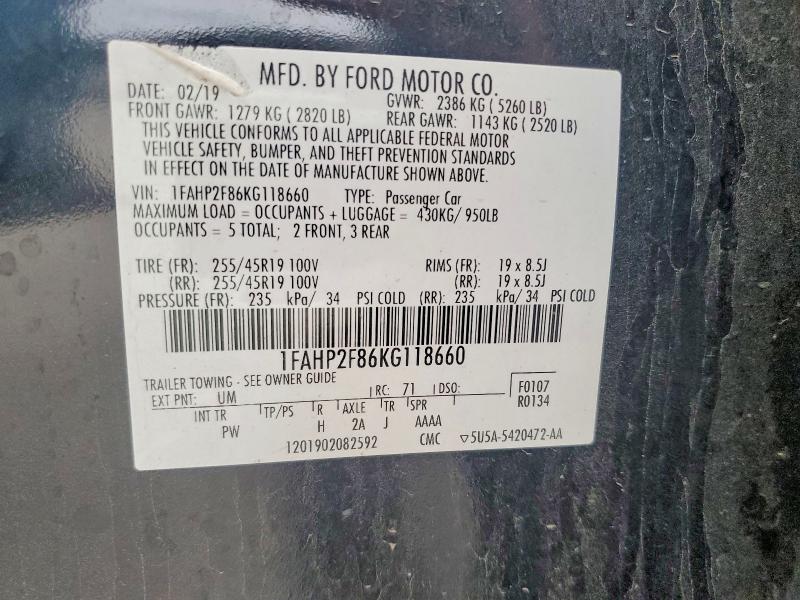 Продажа на аукционе авто 2019 Ford Taurus, vin: 1FAHP2F86KG118660, номер лота: 48465856