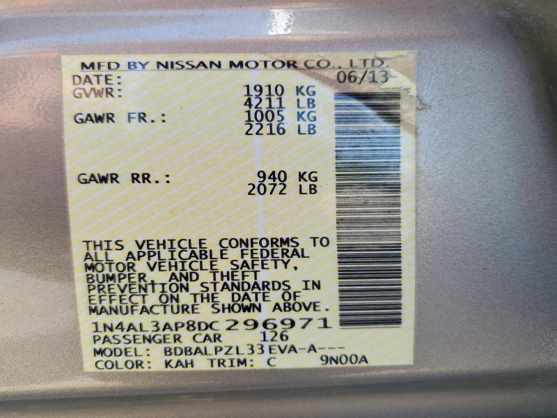 Продаж на аукціоні авто 2013 Nissan Altima, vin: 1N4AL3AP8DC296971, номер лоту: 49959156