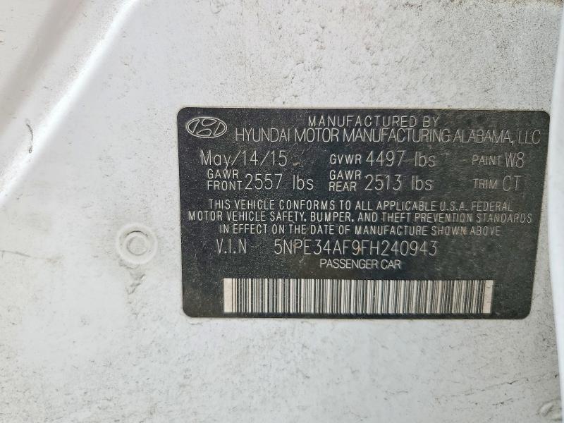 51689086 :رقم المزاد ، 5NPE34AF9FH240943 vin ، 2015 Hyundai Sonata مزاد بيع