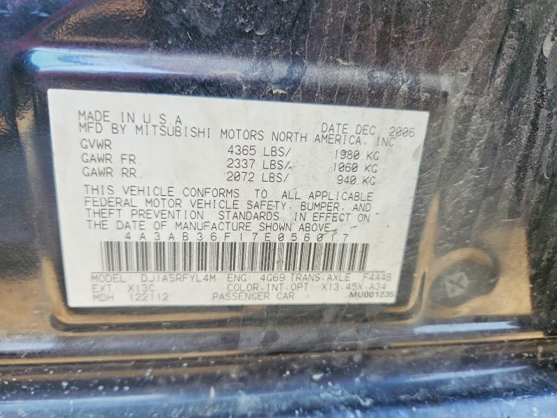 Продаж на аукціоні авто 2007 Mitsubishi Galant, vin: 4A3AB36F17E056017, номер лоту: 50299996