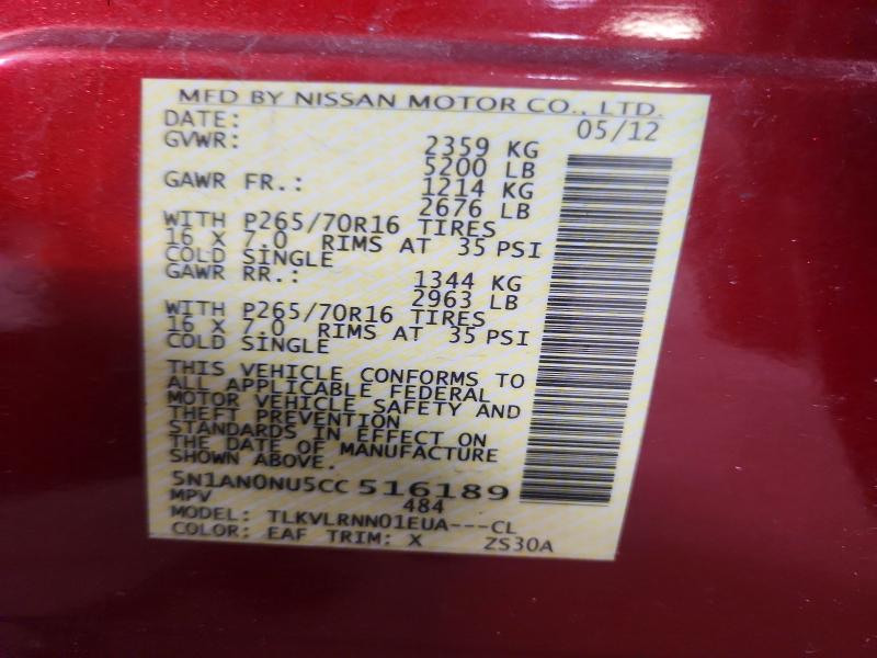 Продаж на аукціоні авто 2012 Nissan Xterra, vin: 5N1AN0NU5CC516189, номер лоту: 50966186