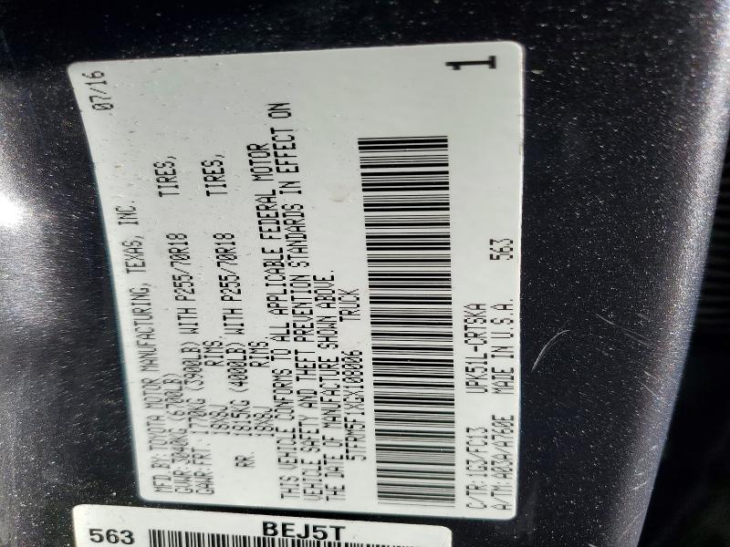 2016 Toyota Tundra მანქანა იყიდება აუქციონზე, vin: 5TFRM5F1XGX108006, აუქციონის ნომერი: 49314586