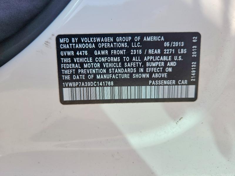 Продажа на аукционе авто 2013 Volkswagen Passat, vin: 1VWBP7A39DC141768, номер лота: 48741516
