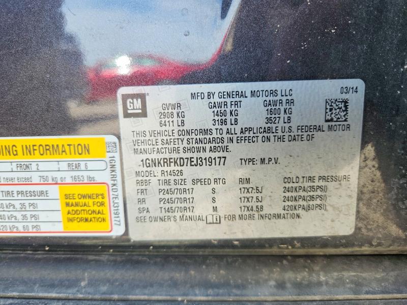 2014 Chevrolet Traverse მანქანა იყიდება აუქციონზე, vin: 1GNKRFKD7EJ319177, აუქციონის ნომერი: 50047626
