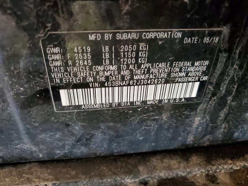 2018 Subaru Legacy მანქანა იყიდება აუქციონზე, vin: 4S3BNAF62J3042620, აუქციონის ნომერი: 49851666