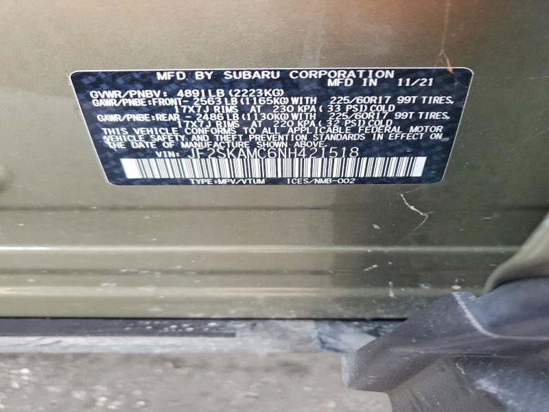 Продажа на аукционе авто 2022 Subaru Forester, vin: JF2SKAMC6NH421518, номер лота: 48276126