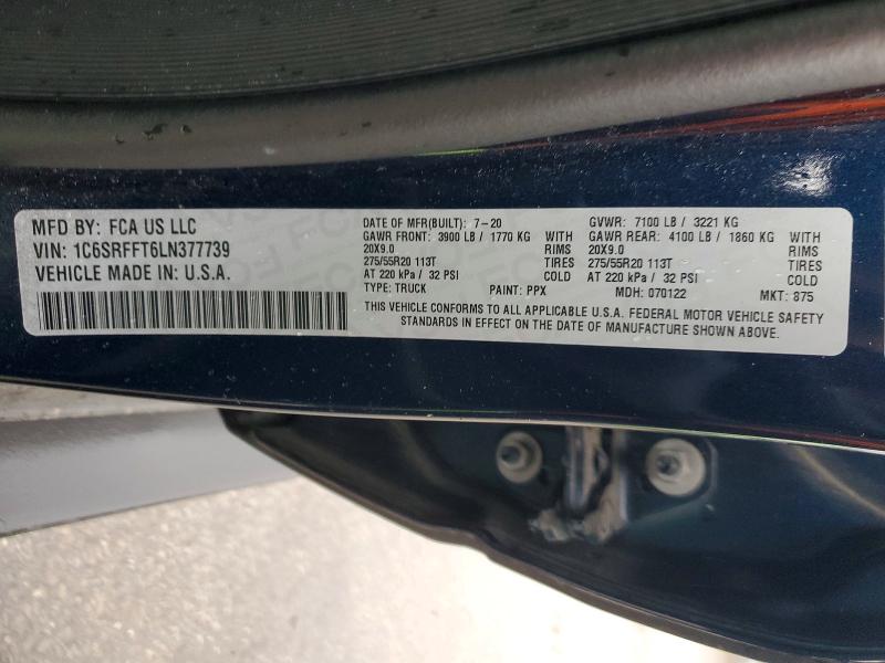 Продажа на аукционе авто 2020 Ram 1500, vin: 1C6SRFFT6LN377739, номер лота: 49418716