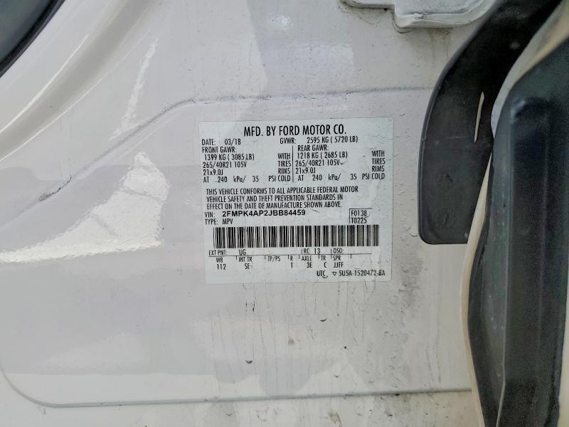 Aukcja sprzedaży 2018 Ford Edge, vin: 2FMPK4AP2JBB84459, numer aukcji: 51015546