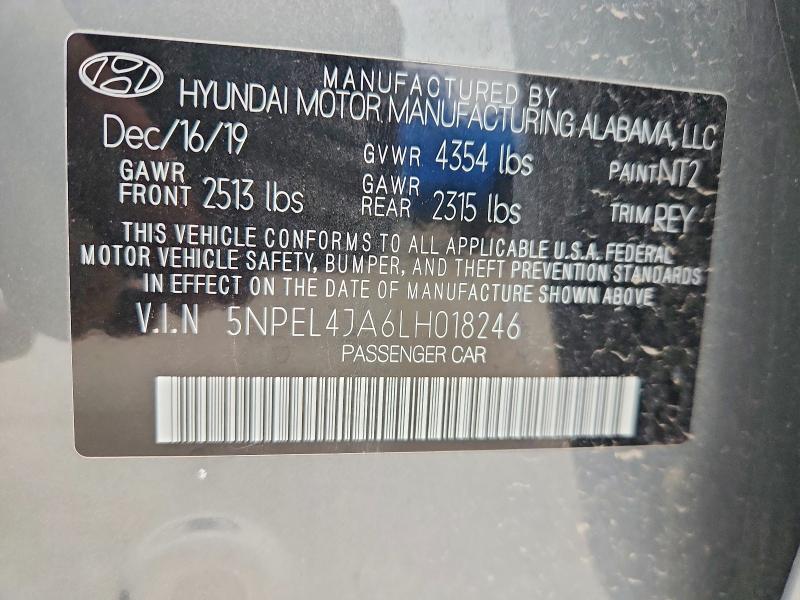 2020 Hyundai Sonata მანქანა იყიდება აუქციონზე, vin: 5NPEL4JA6LH018246, აუქციონის ნომერი: 51482626