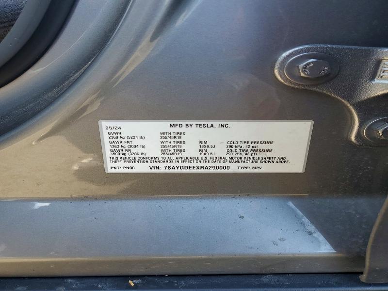 48666326 :رقم المزاد ، 7SAYGDEEXRA290000 vin ، 2024 Tesla Model Y مزاد بيع