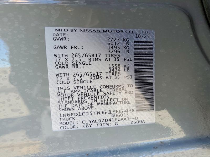 Продажа на аукционе авто 2026 Nissan Frontier, vin: 1N6ED1EJ5TN619649, номер лота: 49825006
