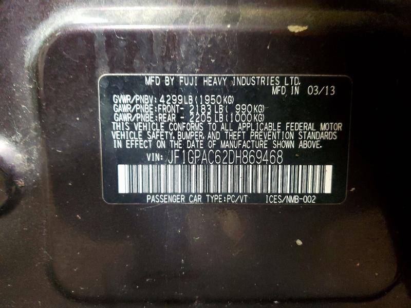 Продажа на аукционе авто 2013 Subaru Impreza, vin: JF1GPAC62DH869468, номер лота: 49280726