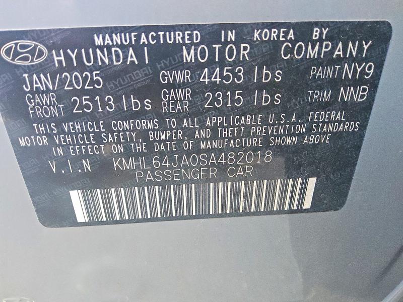 50931696 :رقم المزاد ، KMHL64JA0SA482018 vin ، 2025 Hyundai Sonata مزاد بيع