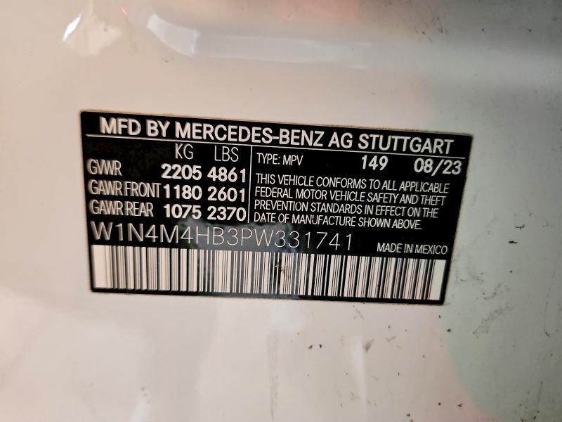 Продаж на аукціоні авто 2023 Mercedes-benz Glb, vin: W1N4M4HB3PW331741, номер лоту: 50600306