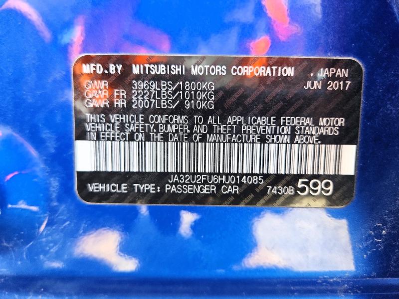 Продаж на аукціоні авто 2017 Mitsubishi Lancer, vin: JA32U2FU6HU014085, номер лоту: 50658686