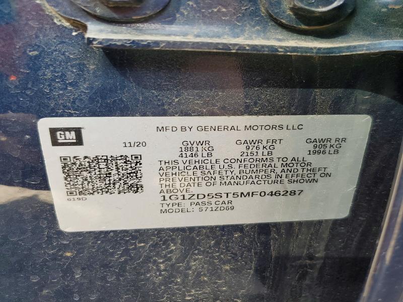 Продаж на аукціоні авто 2021 Chevrolet Malibu, vin: 1G1ZD5ST5MF046287, номер лоту: 48589616