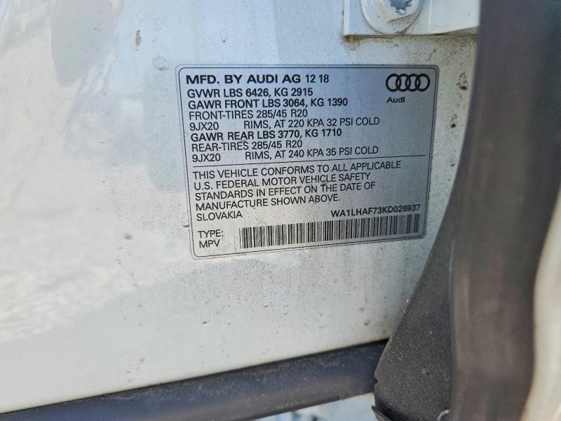 Aukcja sprzedaży 2019 Audi Q7, vin: WA1LHAF73KD026937, numer aukcji: 49551196