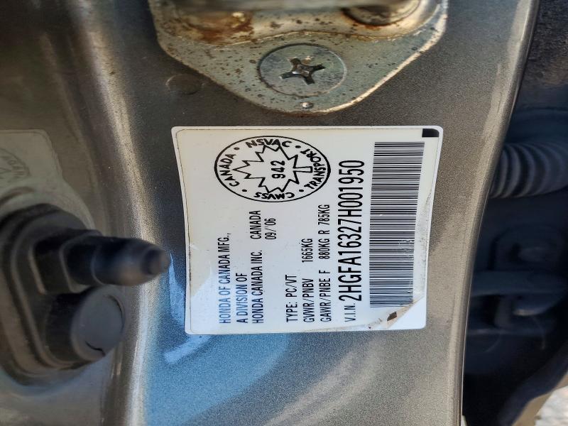 49244006 :رقم المزاد ، 2HGFA16327H001950 vin ، 2007 Honda Civic مزاد بيع