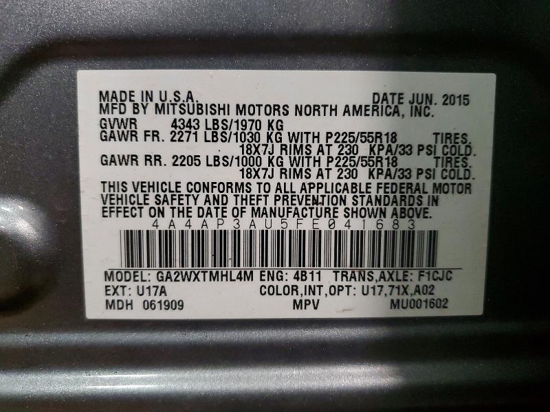 Продаж на аукціоні авто 2015 Mitsubishi Outlander Sport, vin: 4A4AP3AU5FE041683, номер лоту: 49737766