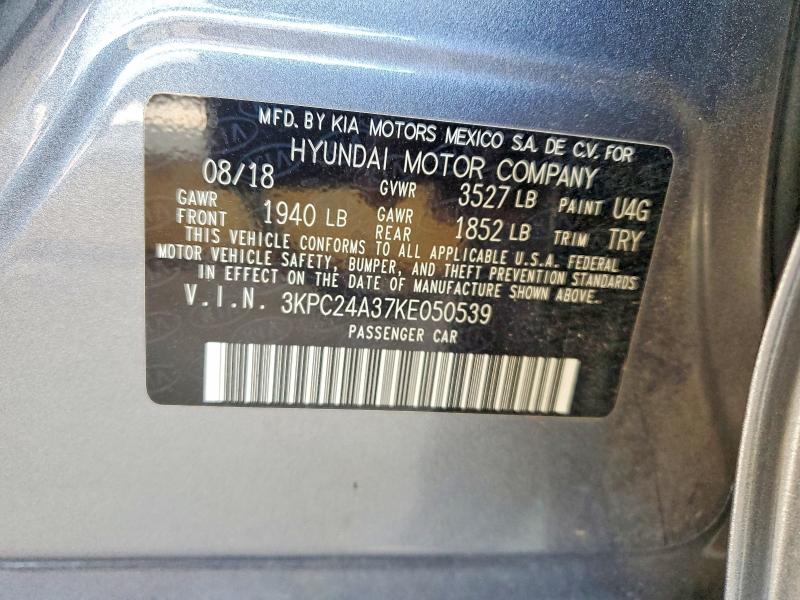 Aukcja sprzedaży 2019 Hyundai Accent, vin: 3KPC24A37KE050539, numer aukcji: 49601156