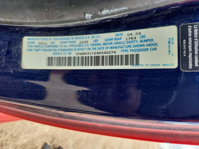 Aukcja sprzedaży 2004 Volkswagen New Beetle, vin: 3VWBM31Y24M345274, numer aukcji: 51011136