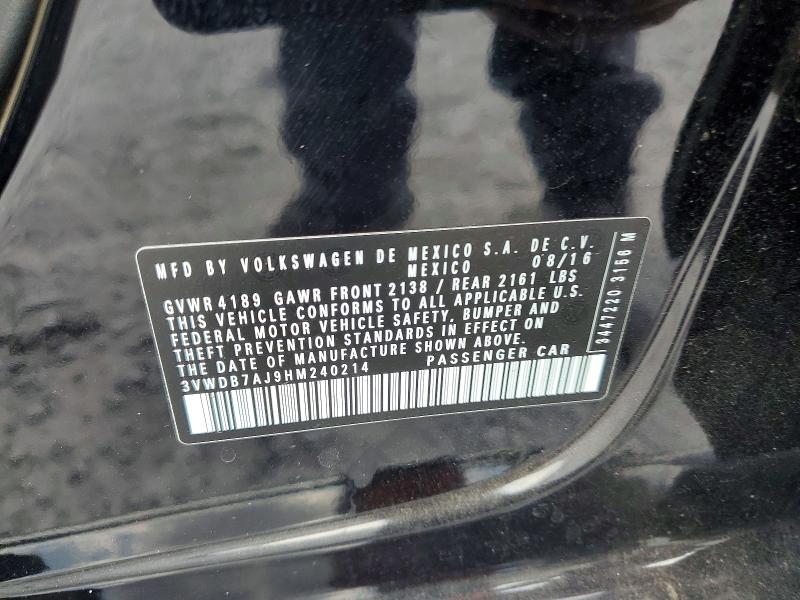 Продаж на аукціоні авто 2017 Volkswagen Jetta, vin: 3VWDB7AJ9HM240214, номер лоту: 51493966