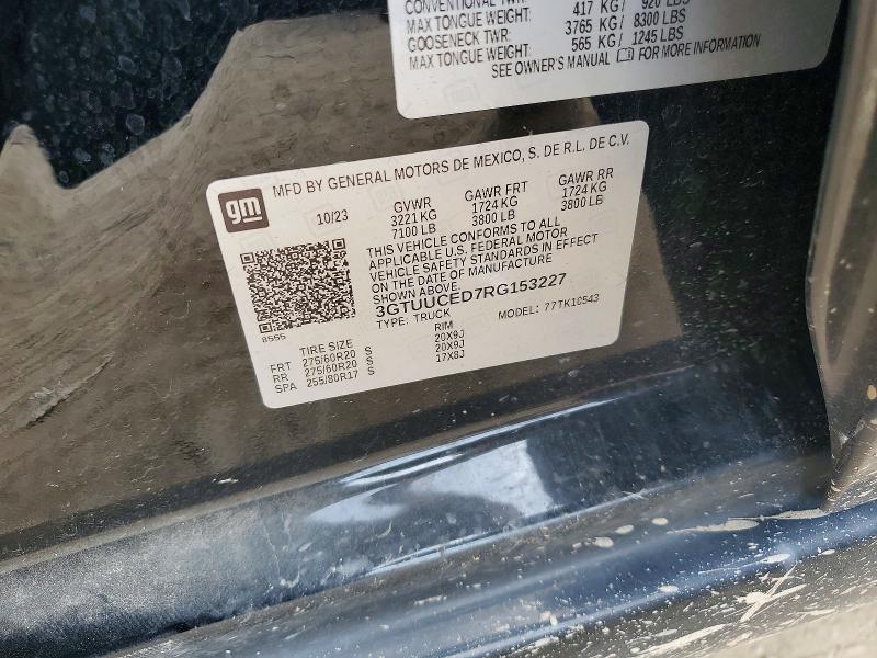 2024 Gmc Sierra მანქანა იყიდება აუქციონზე, vin: 3GTUUCED7RG153227, აუქციონის ნომერი: 51081586