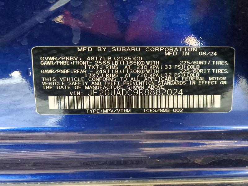 51036906 :رقم المزاد ، JF2GUADC9R8882024 vin ، 2024 Subaru Crosstrek مزاد بيع