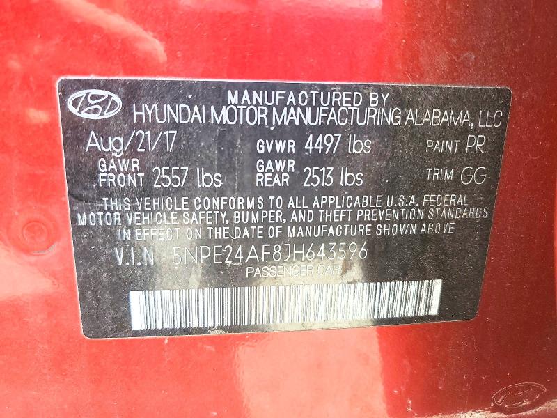 Продажа на аукционе авто 2018 Hyundai Sonata, vin: 5NPE24AF8JH643596, номер лота: 48114806