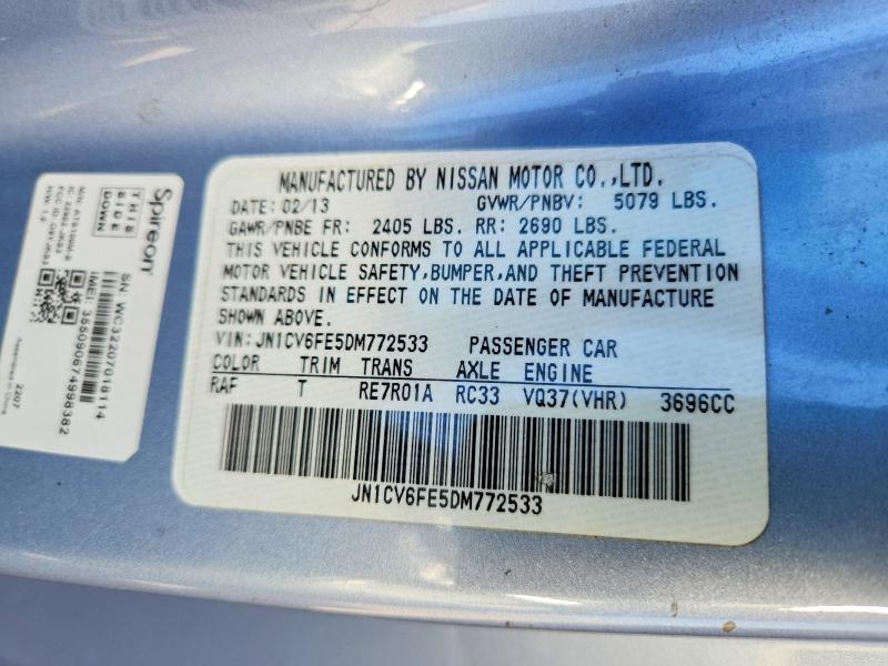 50767756 :رقم المزاد ، JN1CV6FE5DM772533 vin ، 2013 Infiniti G37 Convertible مزاد بيع