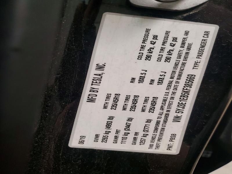 Продаж на аукціоні авто 2019 Tesla Model 3, vin: 5YJ3E1EB5KF385669, номер лоту: 49173746