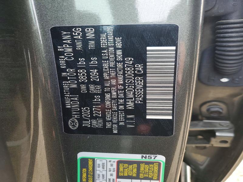 2025 Hyundai Elantra მანქანა იყიდება აუქციონზე, vin: KMHLM4DG1SU068749, აუქციონის ნომერი: 48990266