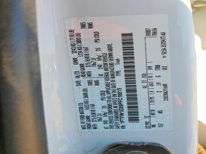 2023 Ford F150 მანქანა იყიდება აუქციონზე, vin: 1FTFW1E89PFC18815, აუქციონის ნომერი: 48986196