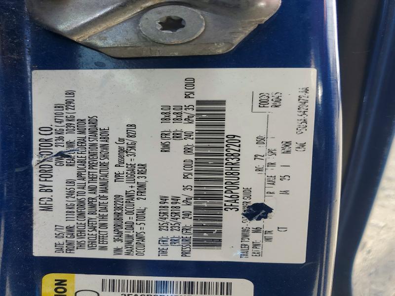 Продажа на аукционе авто 2017 Ford Fusion, vin: 3FA6P0RU8HR382209, номер лота: 50218776