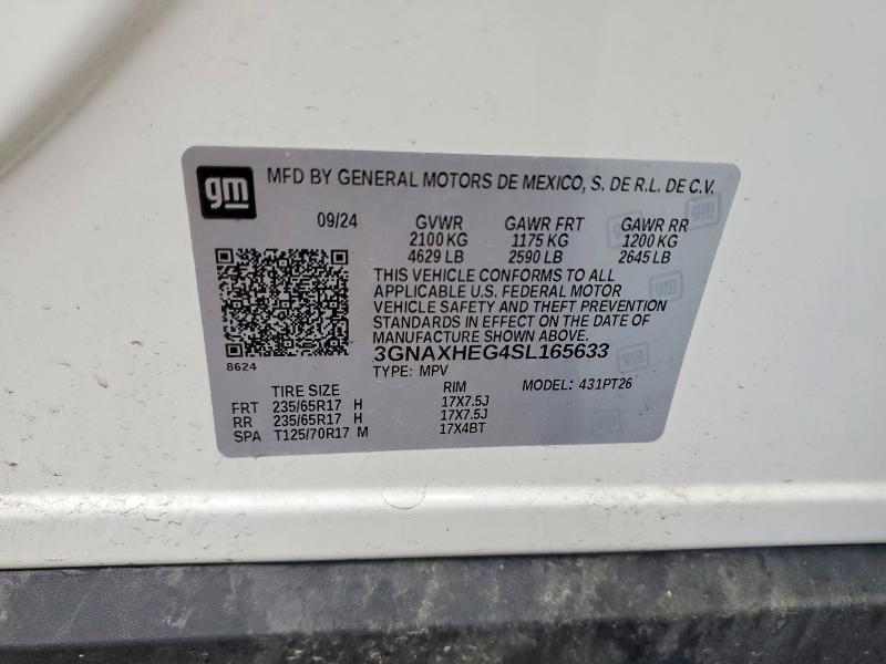 Aukcja sprzedaży 2025 Chevrolet Equinox, vin: 3GNAXHEG4SL165633, numer aukcji: 51588876