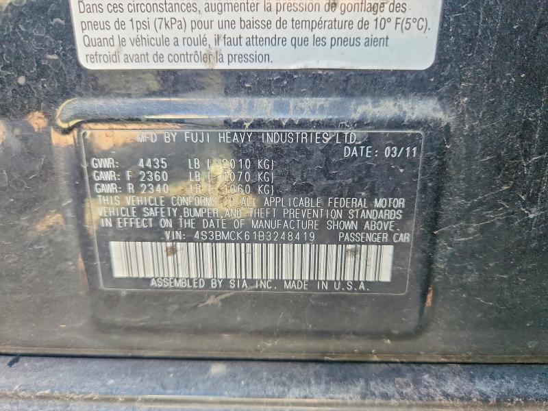 2011 Subaru Legacy მანქანა იყიდება აუქციონზე, vin: 4S3BMCK61B3248419, აუქციონის ნომერი: 51476026