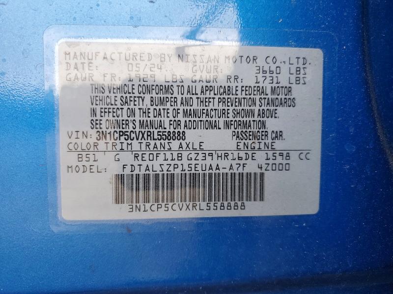 Aukcja sprzedaży 2024 Nissan Kicks, vin: 3N1CP5CVXRL558888, numer aukcji: 51506256