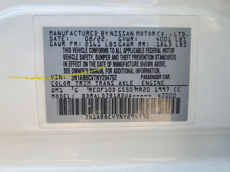 Aukcja sprzedaży 2022 Nissan Sentra, vin: 3N1AB8CV7NY294792, numer aukcji: 49179936