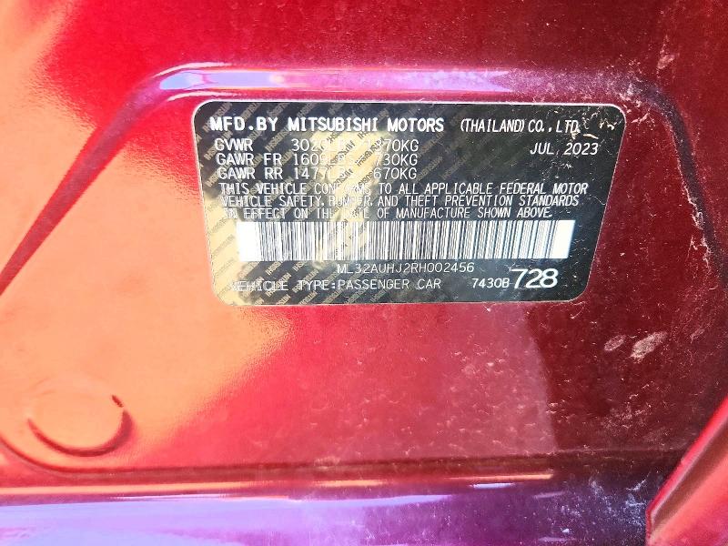 Aukcja sprzedaży 2024 Mitsubishi Mirage, vin: ML32AUHJ2RH002456, numer aukcji: 50726476