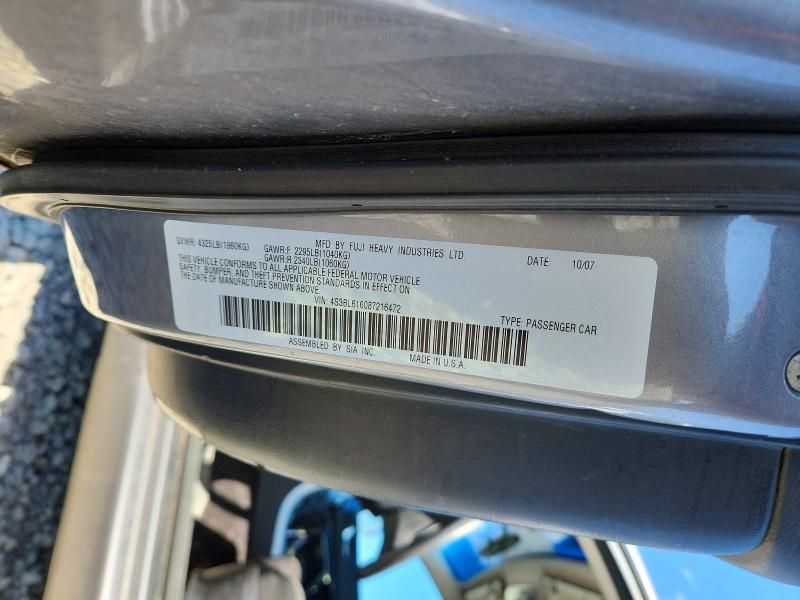 Продаж на аукціоні авто 2008 Subaru Legacy, vin: 4S3BL616087216472, номер лоту: 48494486