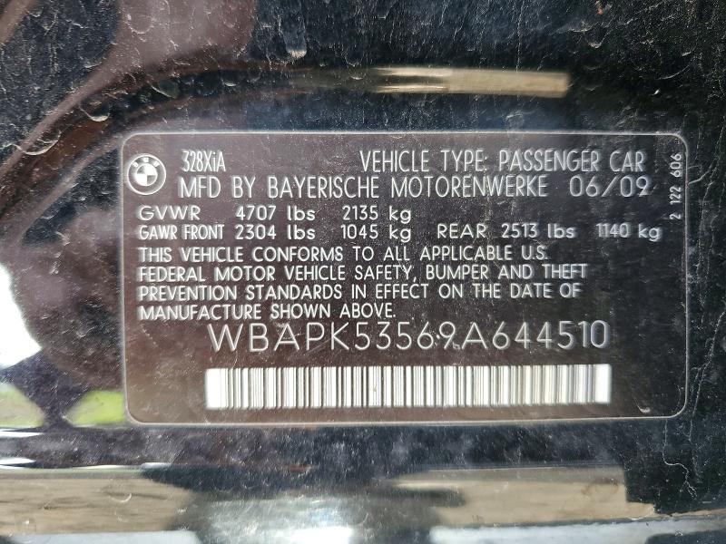 2009 Bmw 328 მანქანა იყიდება აუქციონზე, vin: WBAPK53569A644510, აუქციონის ნომერი: 51079336
