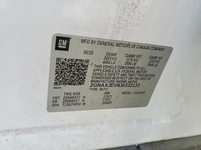 Продажа на аукционе авто 2018 Chevrolet Equinox, vin: 2GNAXJEV8J6332133, номер лота: 50665956