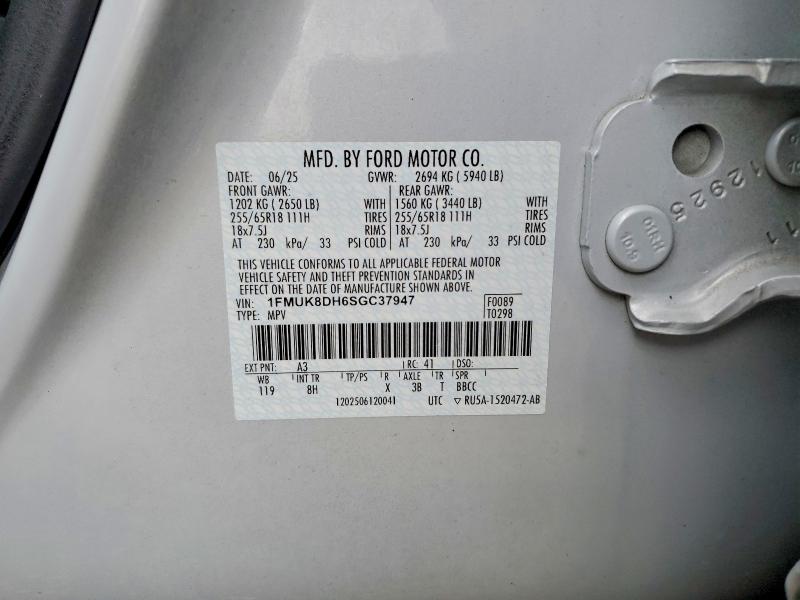 2025 Ford Explorer მანქანა იყიდება აუქციონზე, vin: 1FMUK8DH6SGC37947, აუქციონის ნომერი: 51635676