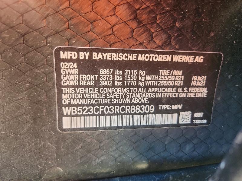Aukcja sprzedaży 2024 Bmw Ix, vin: WB523CF03RCR88309, numer aukcji: 48683686