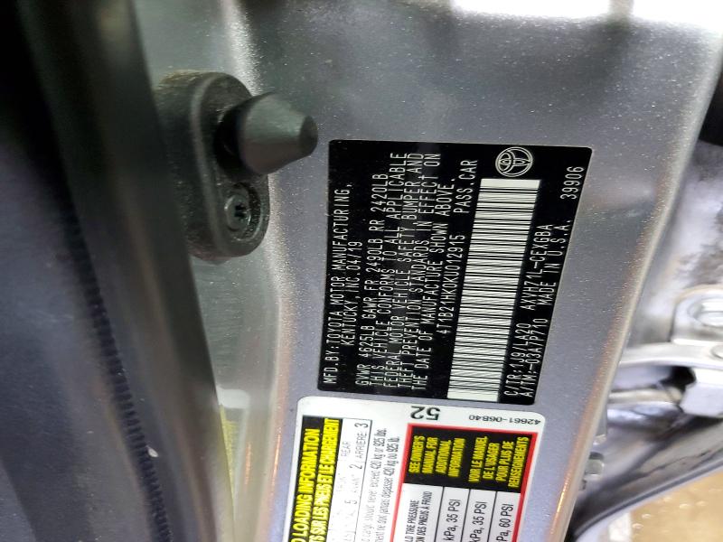Продаж на аукціоні авто 2019 Toyota Camry Hybrid, vin: 4T1B21HK0KU012915, номер лоту: 51371826