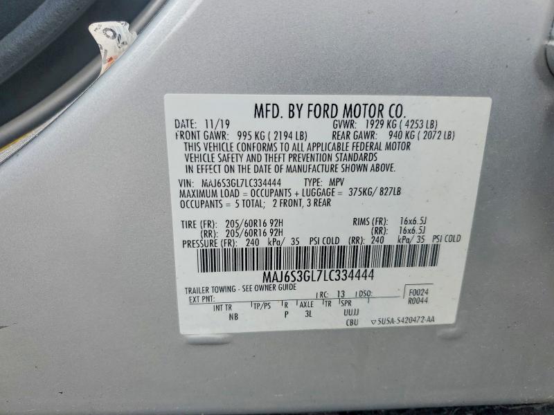 2020 Ford Ecosport მანქანა იყიდება აუქციონზე, vin: MAJ6S3GL7LC334444, აუქციონის ნომერი: 57635426