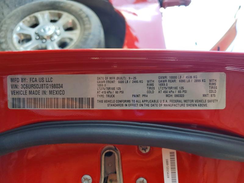 Продаж на аукціоні авто 2026 Ram 2500, vin: 3C6UR5DJ8TG198034, номер лоту: 48478316